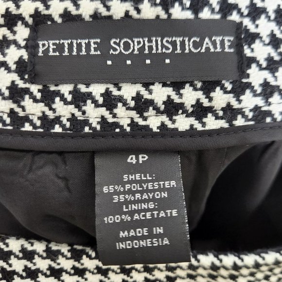Petite Sophisticate Pencil Skirt 4P Pockets Houndstooth Check Woven Lined - Picture 8 of 9